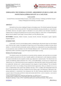 Formalizing the Informal Economy