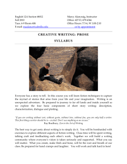 CREATIVE WRITING: PROSE SYLLABUS