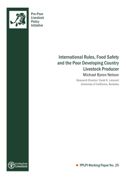 International Rules, Food Safety and the Poor Developing Country