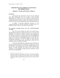 PRESERVING OLD AMERICAN-SLOVENIAN RECORDED MUSIC