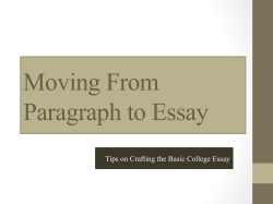 Moving From Paragraph to Essay
