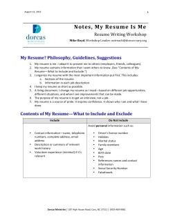 Notes, My Resume Is Me