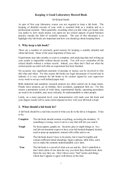 Keeping A Good Lab Book