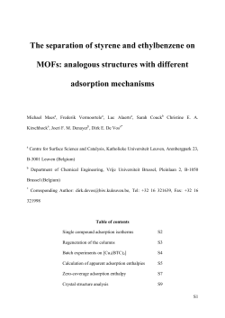 The separation of styrene and ethylbenzene on MOFs: analogous