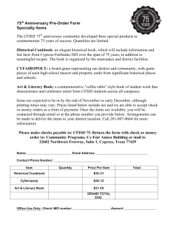 75th Anniversary Pre-Order Form Specialty Items The CFISD 75th