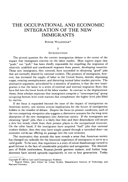 The Occupational and Economic Integration of the New Immigrants