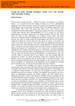 Facing the Other through Metaphor: Primo Levi`s The Periodic Table
