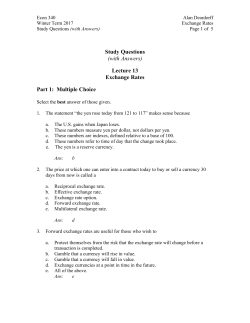 Study Questions (with Answers) Lecture 13 Exchange Rates Part 1