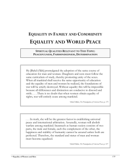 equality and world peace - Core Curriculum for Spiritual Education