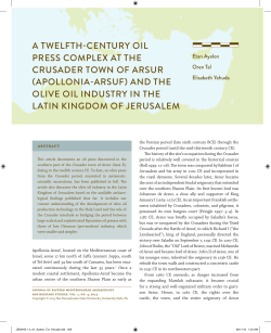 A TwelfTh-CenTury Oil Press COmPlex AT The CrusAder TOwn Of