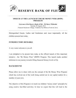 be Money Wi$e - Reserve Bank of Fiji