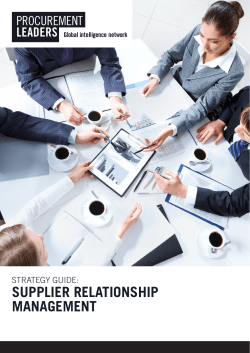 Supplier relationShip ManageMent