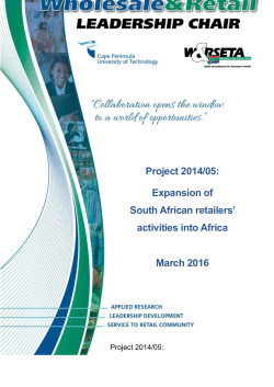 Project 2014/05: Expansion of South African retailers` activities into