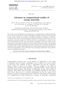 Advances in computational studies of energy materials