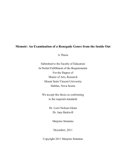 Memoir: An Examination of a Renegade Genre from - E