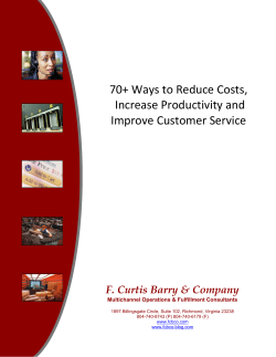 70+ Ways to Reduce Costs, Increase Productivity and Improve