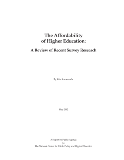 The Affordability of Higher Education