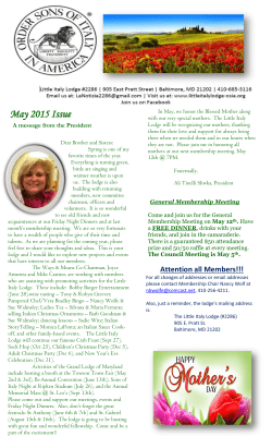 May, 2015 - The Little Italy Lodge