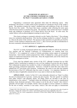 OVERVIEW OF ARTICLE 2 OF THE UNIFORM COMMERCIAL