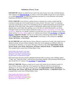 Definitions of Poetry Terms END RHYME