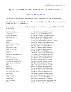 QUESTIONS ON SHAKESPEARE`S PLAYS AND SONNETS Alfred J