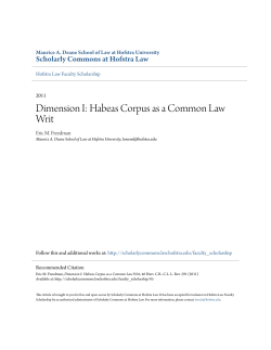Dimension I: Habeas Corpus as a Common Law Writ