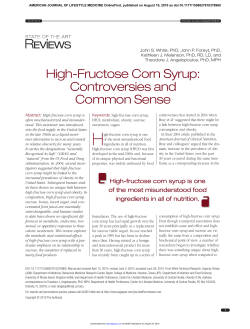 High-Fructose Corn Syrup: Controversies and Common Sense