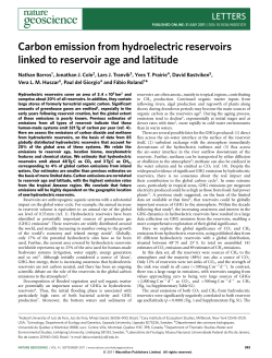Carbon emission from hydroelectric reservoirs linked to reservoir