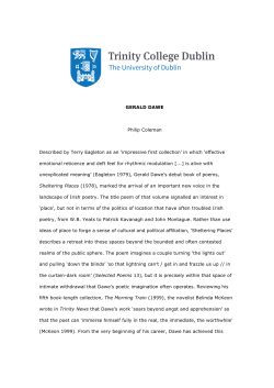 GERALD DAWE Philip Coleman Described by Terry Eagleton as an