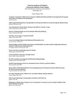 American Academy of Pediatrics Community Pediatrics Poster Display