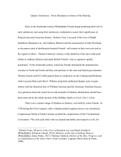 Quaker Antislavery: The Origins of the Traditions