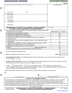 memorandum of costs after judgment, acknowledgment of credit