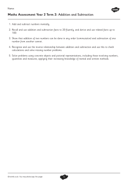 Maths Assessment Year 2 Term 2: Addition and Subtraction