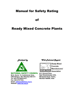 Manual for Safety Rating of Ready Mixed Concrete Plants