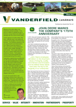 JOHN DEERE MARKS THE COMPANY`S 175TH ANNIVERSARY