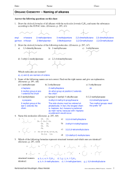ORGANIC CHEMISTRY &ndash; Naming of alkanes