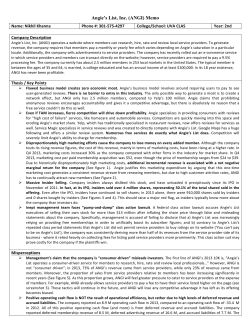 Angie`s List, Inc. (ANGI) Memo