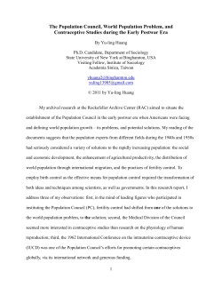 The Population Council, World Population Problem, and
