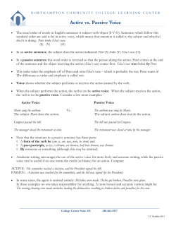 Active vs Passive Voice - Northampton Community College