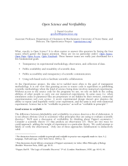 Open Science and Verifiability