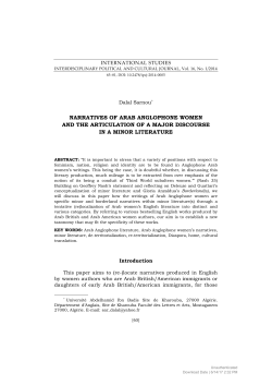 NARRATIVES OF ARAB ANGLOPHONE WOMEN AND THE