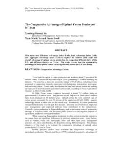 The Comparative Advantage of Upland Cotton Production in Texas
