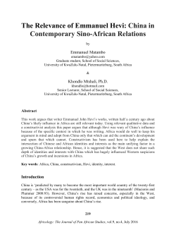 The Relevance of Emmanuel Hevi: China in Contemporary Sino
