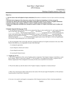 Chapter 2 Study Guide - St. Mary`s High School