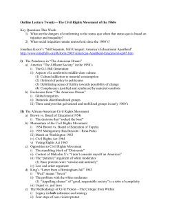 Outline Lecture Twenty&mdash;The Civil Rights Movement of the 1960s