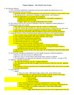 Chapter Eighteen &ndash; The Federal Court System I. The National