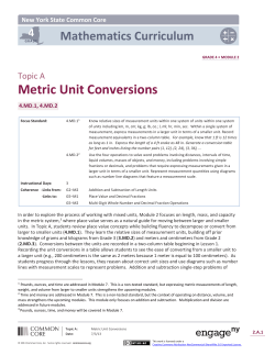 Metric Unit Conversions - The Syracuse City School District