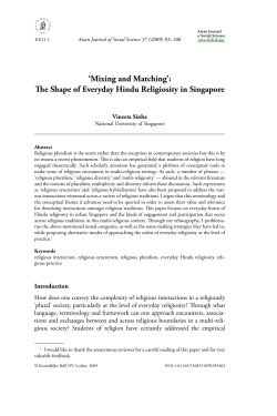 `Mixing and Matching`: The Shape of Everyday Hindu Religiosity in