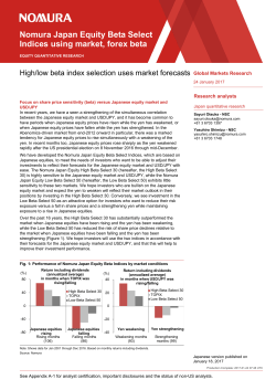 Nomura Japan Equity Beta Select Indices using market, forex beta