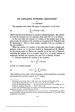 ON LAPLACE`S INTEGRAL EQUATIONS*